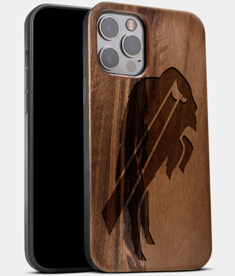 Best Wood Buffalo Bills iPhone 13 Pro Max Case | Custom Buffalo Bills Gift | Walnut Wood Cover - Engraved In Nature