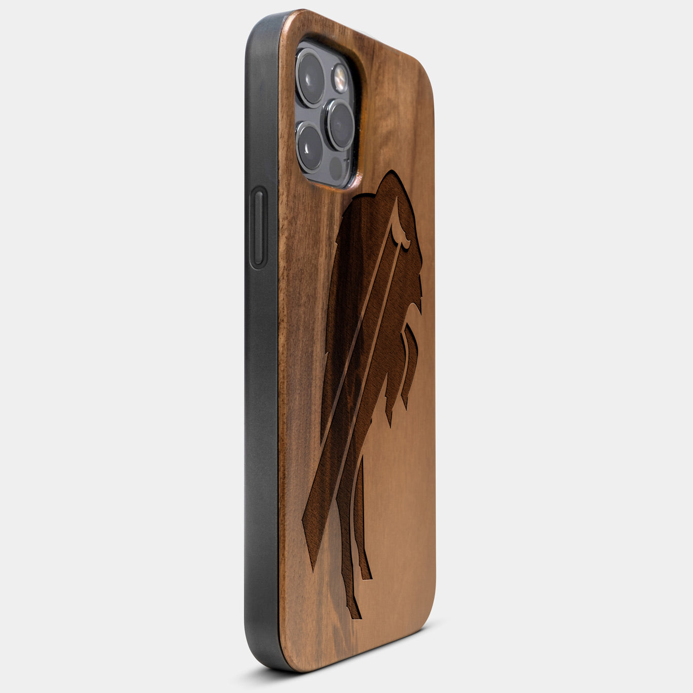 Best Wood Buffalo Bills iPhone 13 Pro Max Case | Custom Buffalo Bills Gift | Walnut Wood Cover - Engraved In Nature