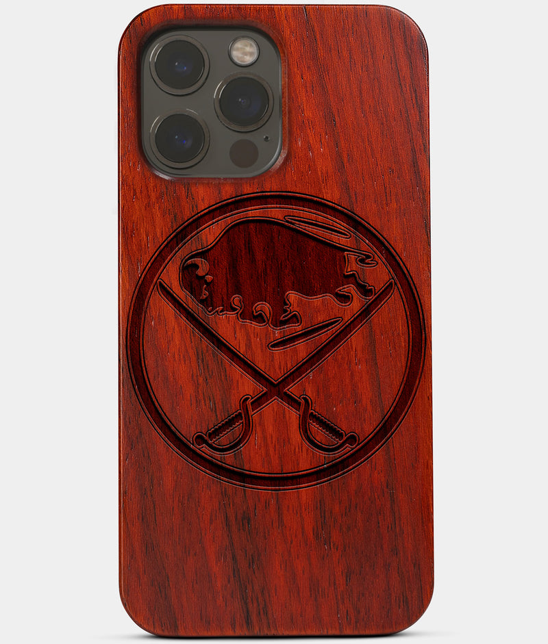 Wood Buffalo Sabres iPhone 13 Case | Custom Buffalo Sabres Gift | Mahogany  Wood Cover