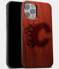 Best Wood Calgary Flames iPhone 13 Pro Max Case | Custom Calgary Flames Gift | Mahogany Wood Cover - Engraved In Nature