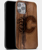 Best Wood Calgary Flames iPhone 13 Pro Max Case | Custom Calgary Flames Gift | Walnut Wood Cover - Engraved In Nature