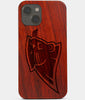 Carved Wood Carolina Panthers iPhone 13 Mini Case | Custom Carolina Panthers Gift, Birthday Gift | Personalized Mahogany Wood Cover, Gifts For Him, Monogrammed Gift For Fan | by Engraved In Nature