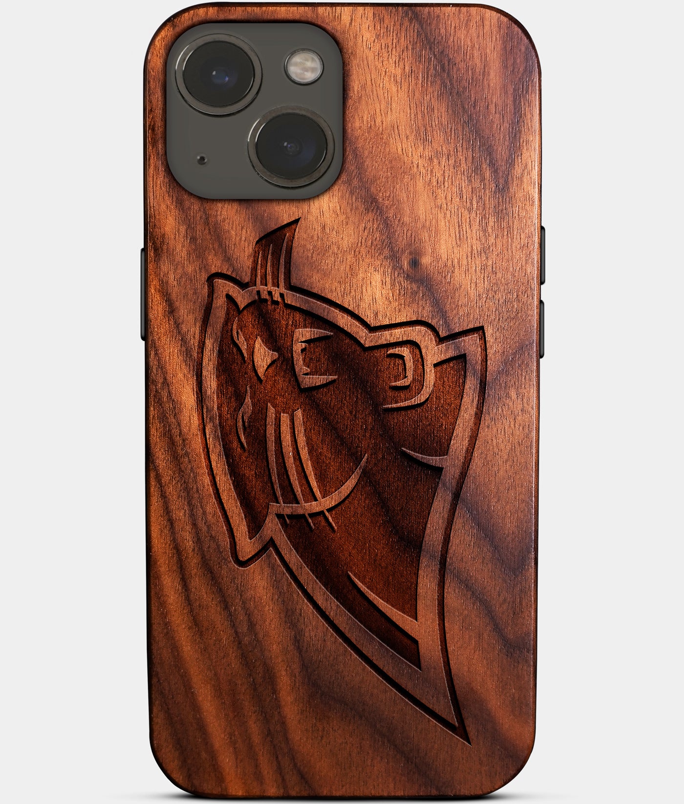 Eco-friendly Carolina Panthers iPhone 14 Case - Carved Wood Custom Carolina Panthers Gift For Him - Monogrammed Personalized iPhone 14 Cover By Engraved In Nature