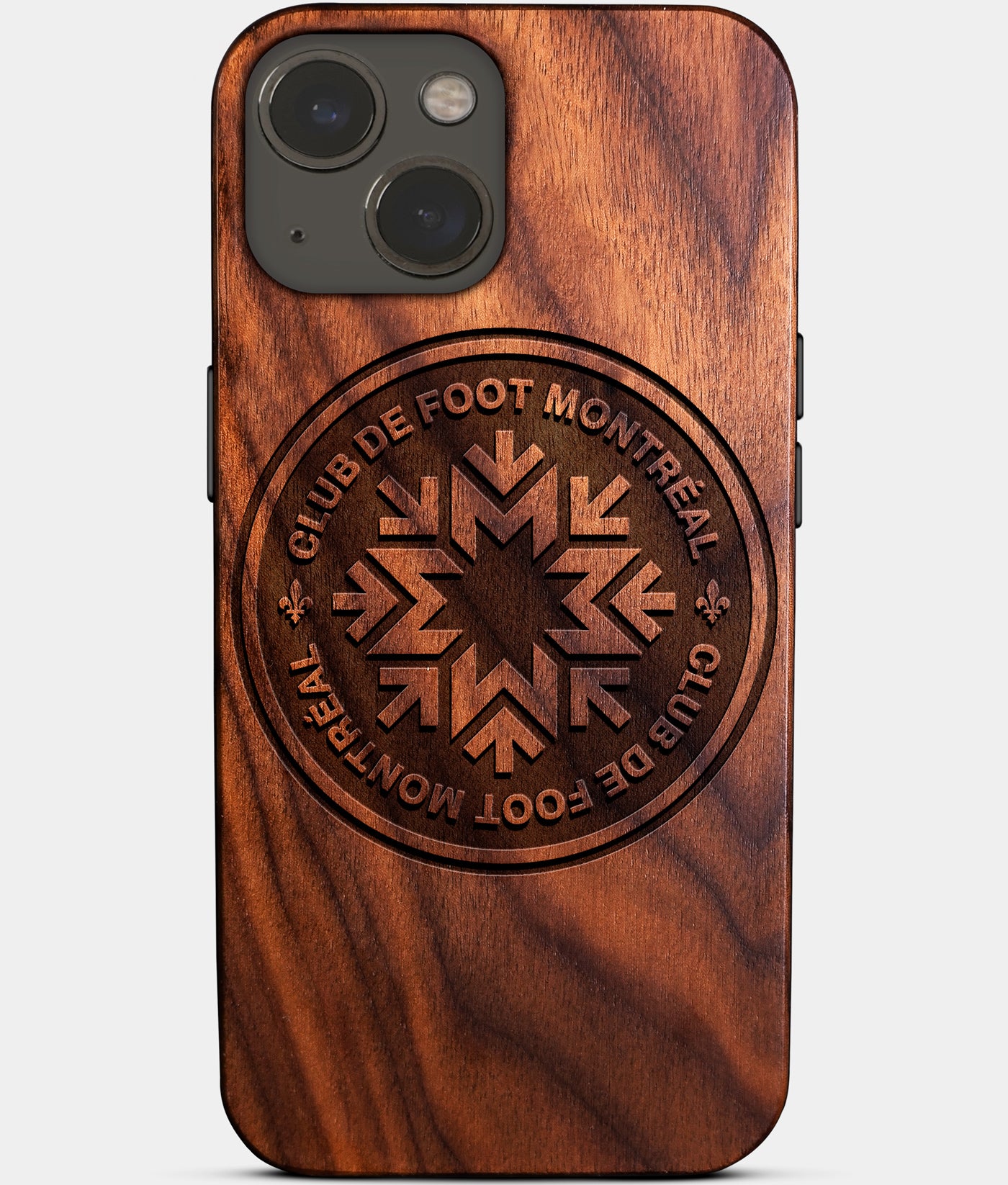 Eco-friendly Cf Montreal iPhone 14 Case - Carved Wood Custom Cf Montreal Gift For Him - Monogrammed Personalized iPhone 14 Cover By Engraved In Nature