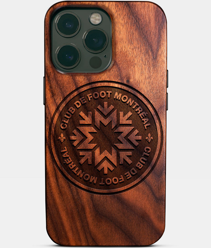 Eco-friendly Cf Montreal iPhone 14 Pro Max Case - Carved Wood Custom Cf Montreal Gift For Him - Monogrammed Personalized iPhone 14 Pro Max Cover By Engraved In Nature