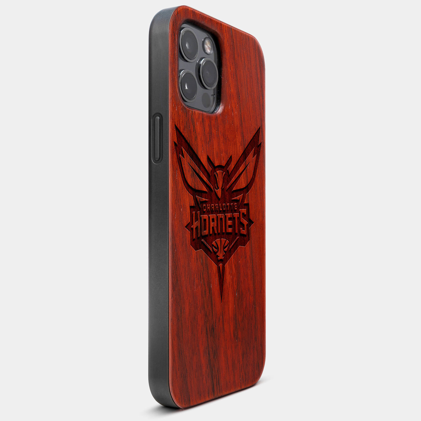 Best Wood Charlotte Hornets iPhone 13 Pro Case | Custom Charlotte Hornets Gift | Mahogany Wood Cover - Engraved In Nature