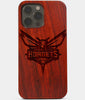 Carved Wood Charlotte Hornets iPhone 13 Pro Case | Custom Charlotte Hornets Gift, Birthday Gift | Personalized Mahogany Wood Cover, Gifts For Him, Monogrammed Gift For Fan | by Engraved In Nature