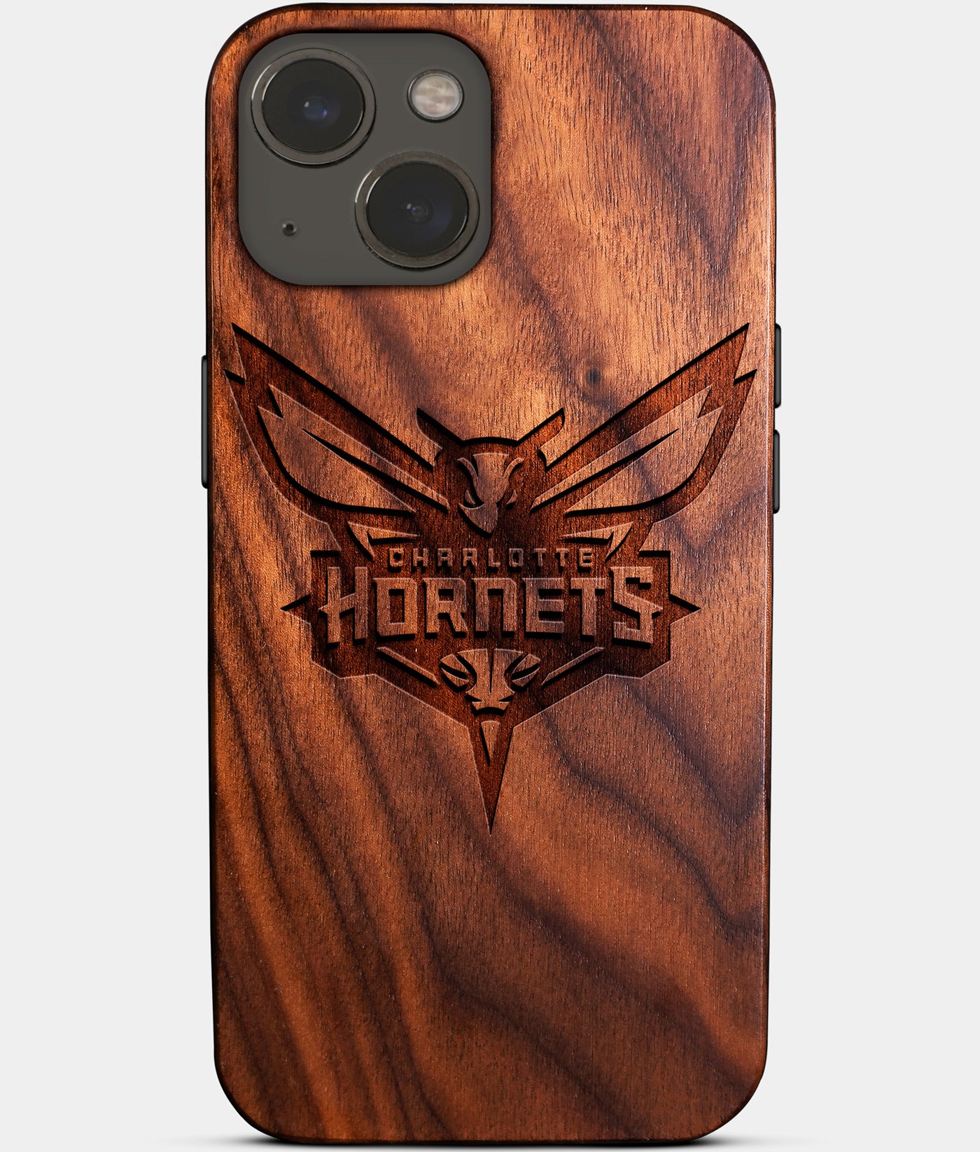 Eco-friendly Charlotte Hornets iPhone 14 Case - Carved Wood Custom Charlotte Hornets Gift For Him - Monogrammed Personalized iPhone 14 Cover By Engraved In Nature