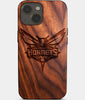 Eco-friendly Charlotte Hornets iPhone 14 Plus Case - Carved Wood Custom Charlotte Hornets Gift For Him - Monogrammed Personalized iPhone 14 Plus Cover By Engraved In Nature