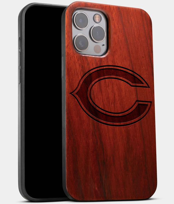 Best Wood Chicago Bears iPhone 13 Pro Case | Custom Chicago Bears Gift | Mahogany Wood Cover - Engraved In Nature