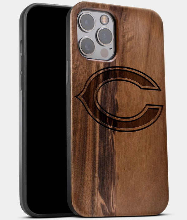 Best Wood Chicago Bears iPhone 13 Pro Case | Custom Chicago Bears Gift | Walnut Wood Cover - Engraved In Nature