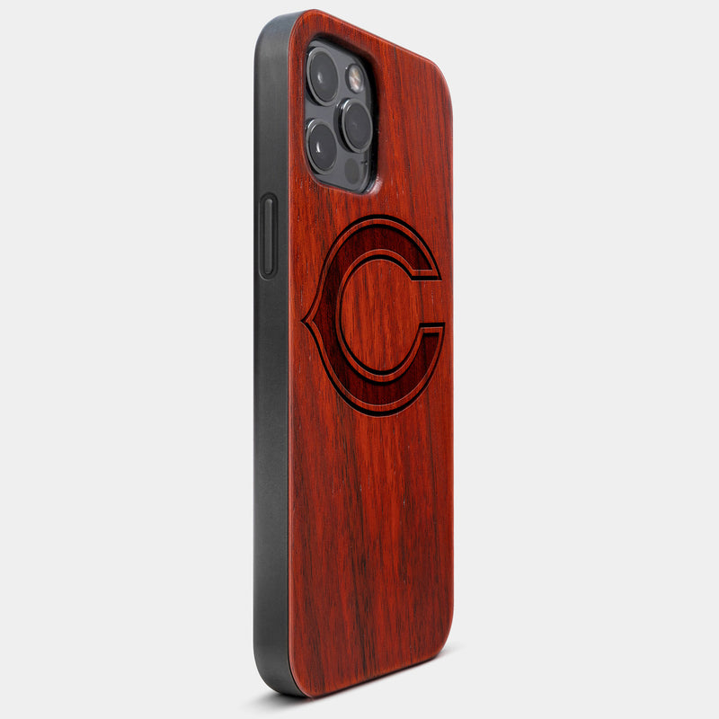 Best Wood Chicago Bears iPhone 13 Pro Max Case | Custom Chicago Bears Gift | Mahogany Wood Cover - Engraved In Nature