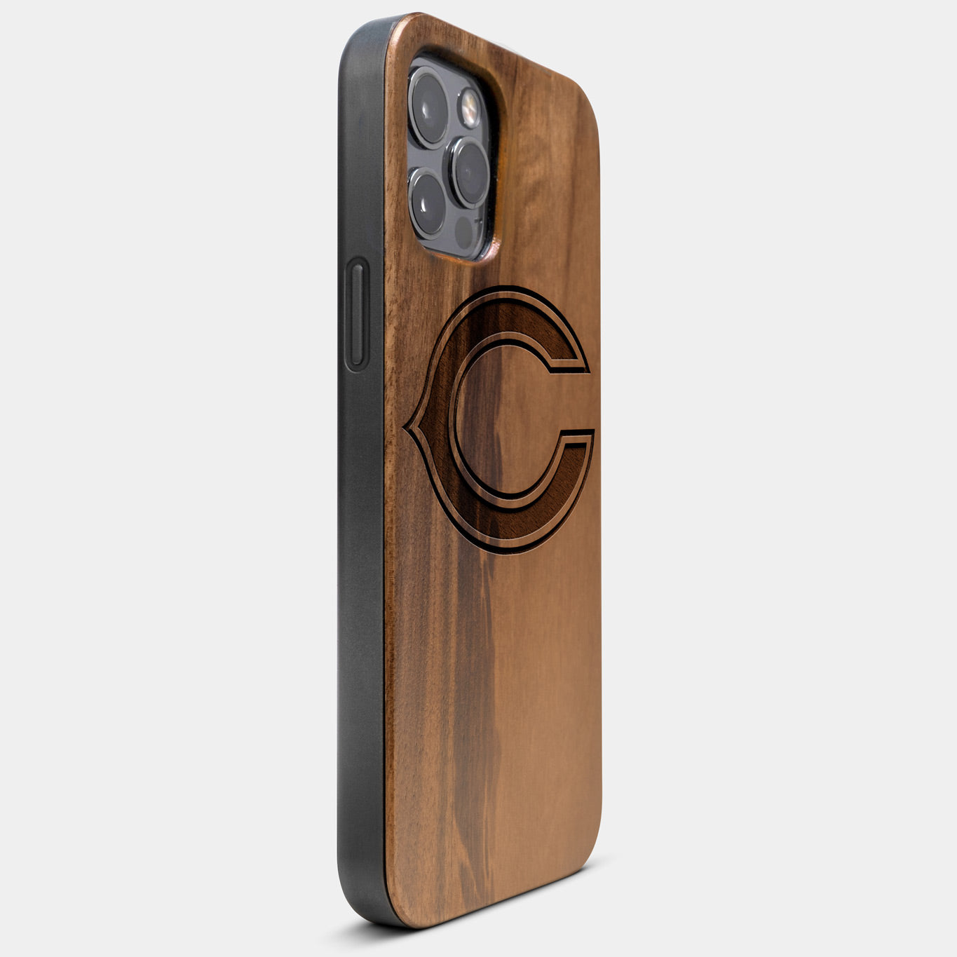 Best Wood Chicago Bears iPhone 13 Pro Max Case | Custom Chicago Bears Gift | Walnut Wood Cover - Engraved In Nature