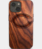 Eco-friendly Chicago Bears iPhone 14 Case - Carved Wood Custom Chicago Bears Gift For Him - Monogrammed Personalized iPhone 14 Cover By Engraved In Nature