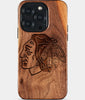 Eco-friendly Chicago Blackhawks iPhone 15 Pro Case - Carved Wood Custom Chicago Blackhawks Gift For Him - Monogrammed Personalized iPhone 15 Pro Cover By Engraved In Nature