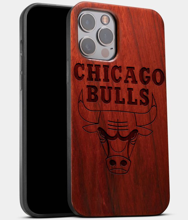 Best Wood Chicago Bulls iPhone 13 Pro Case | Custom Chicago Bulls Gift | Mahogany Wood Cover - Engraved In Nature