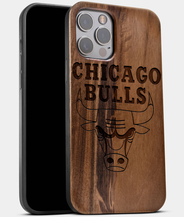 Best Wood Chicago Bulls iPhone 13 Pro Case | Custom Chicago Bulls Gift | Walnut Wood Cover - Engraved In Nature