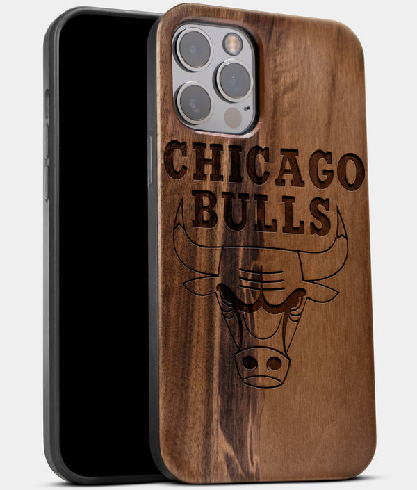 Best Wood Chicago Bulls iPhone 13 Pro Case | Custom Chicago Bulls Gift | Walnut Wood Cover - Engraved In Nature
