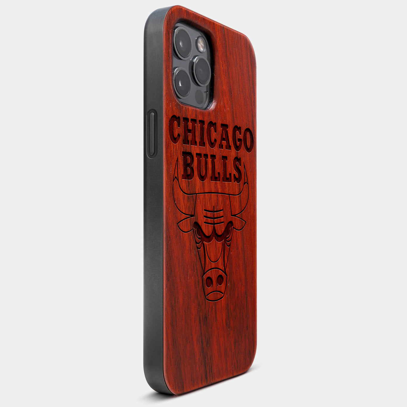 Best Wood Chicago Bulls iPhone 13 Pro Max Case | Custom Chicago Bulls Gift | Mahogany Wood Cover - Engraved In Nature
