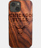 Eco-friendly Chicago Bulls iPhone 14 Plus Case - Carved Wood Custom Chicago Bulls Gift For Him - Monogrammed Personalized iPhone 14 Plus Cover By Engraved In Nature