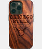 Eco-friendly Chicago Bulls iPhone 14 Pro Max Case - Carved Wood Custom Chicago Bulls Gift For Him - Monogrammed Personalized iPhone 14 Pro Max Cover By Engraved In Nature