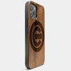 Best Wood Chicago Cubs iPhone 13 Pro Max Case | Custom Chicago Cubs Gift | Walnut Wood Cover - Engraved In Nature