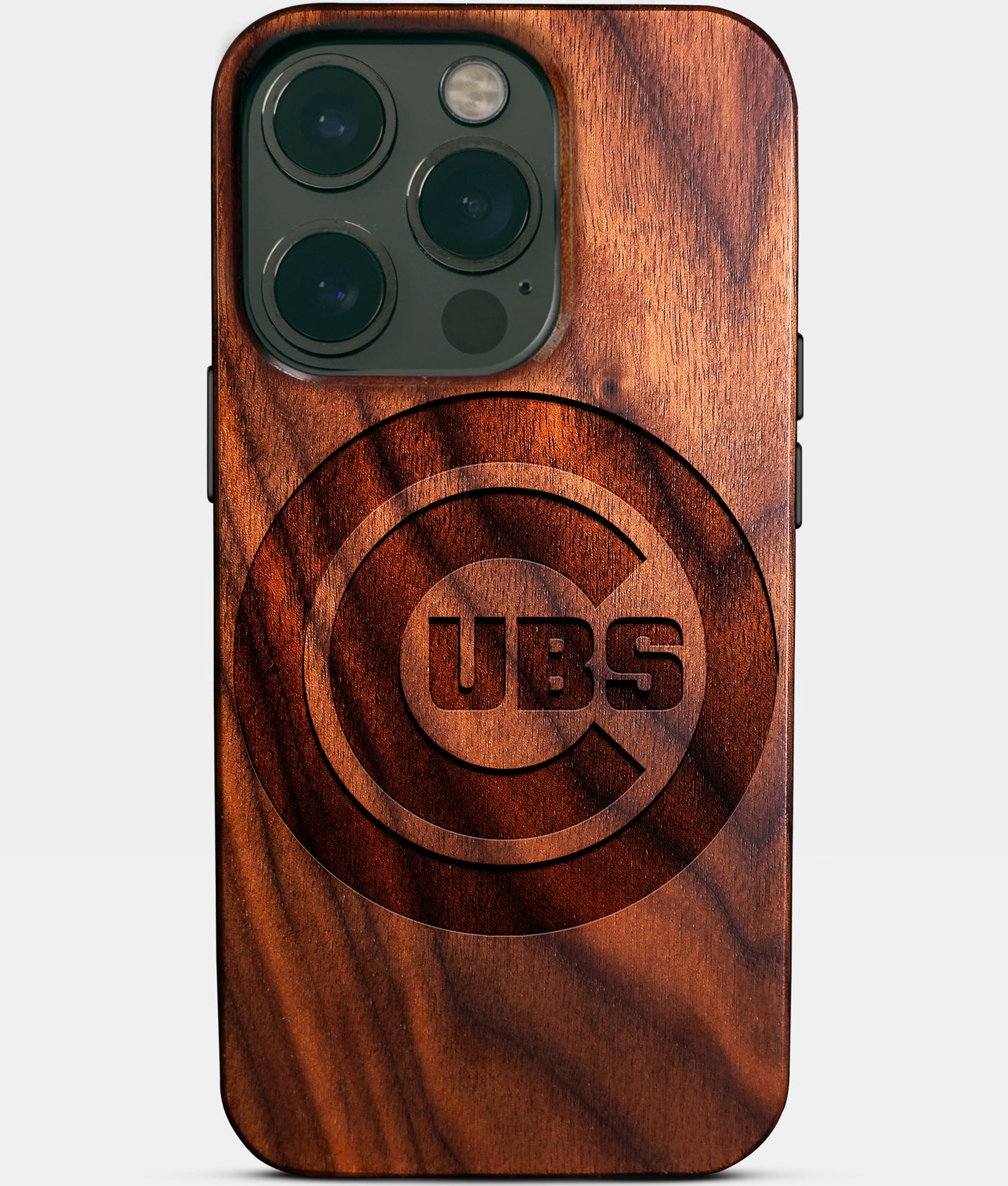 Eco-friendly Chicago Cubs iPhone 14 Pro Case - Carved Wood Custom Chicago Cubs Gift For Him - Monogrammed Personalized iPhone 14 Pro Cover By Engraved In Nature