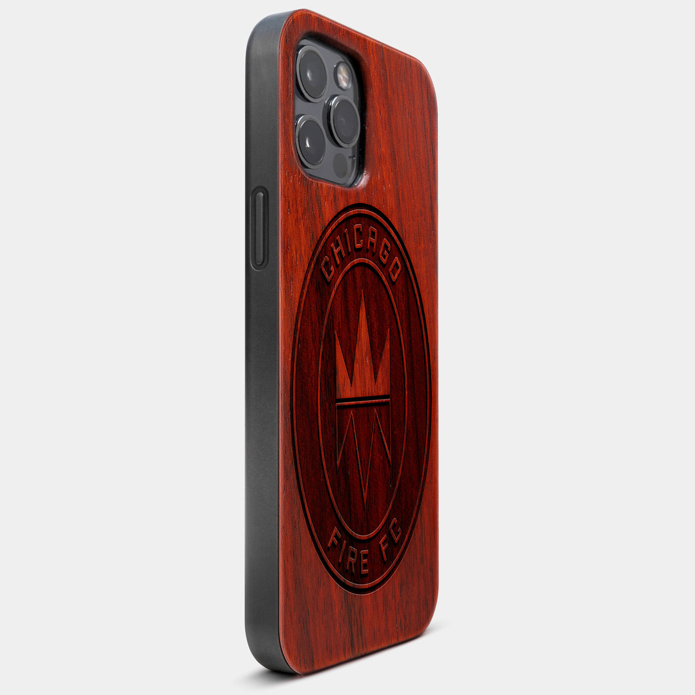 Best Wood Chicago Fire SC iPhone 13 Pro Case | Custom Chicago Fire SC Gift | Mahogany Wood Cover - Engraved In Nature