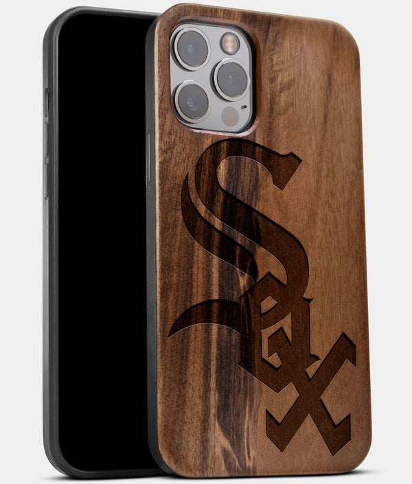 Best Wood Chicago White Sox iPhone 13 Pro Max Case | Custom Chicago White Sox Gift | Walnut Wood Cover - Engraved In Nature