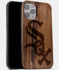 Best Wood Chicago White Sox iPhone 13 Pro Max Case | Custom Chicago White Sox Gift | Walnut Wood Cover - Engraved In Nature