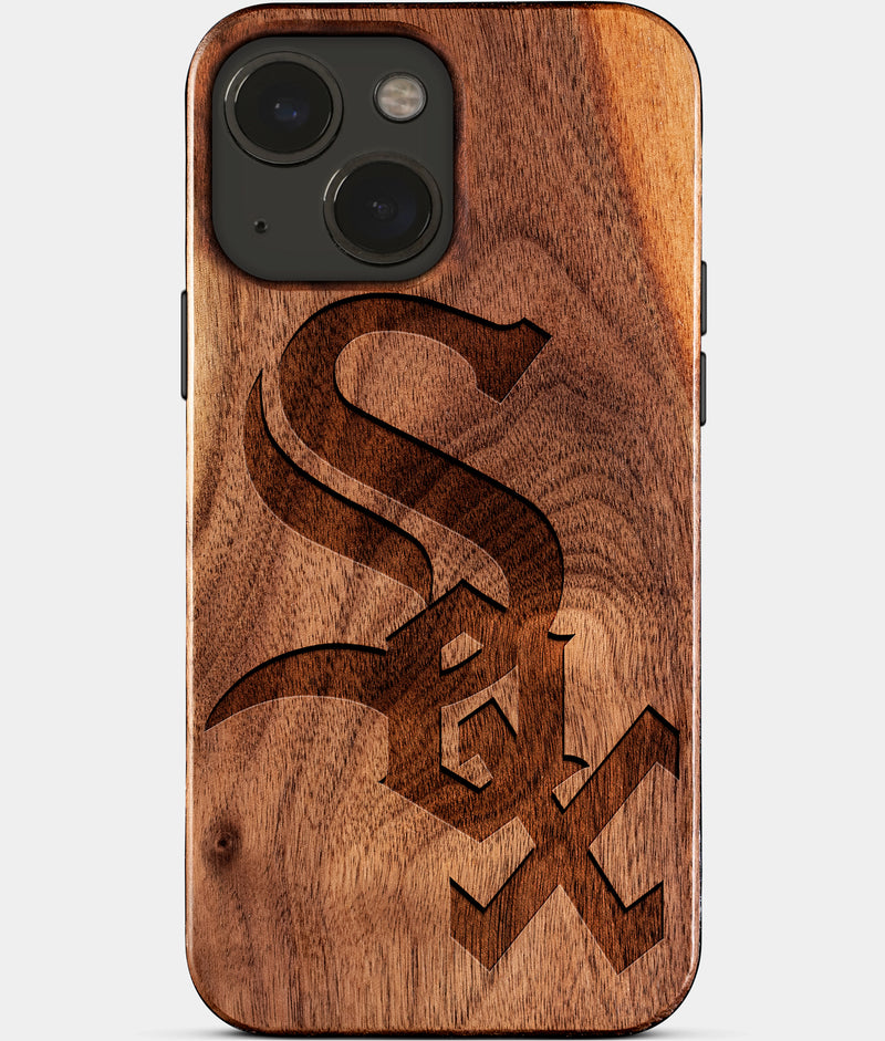 Eco-friendly Chicago White Sox iPhone 15 Case - Carved Wood Custom Chicago White Sox Gift For Him - Monogrammed Personalized iPhone 15 Cover By Engraved In Nature