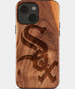 Eco-friendly Chicago White Sox iPhone 15 Plus Case - Carved Wood Custom Chicago White Sox Gift For Him - Monogrammed Personalized iPhone 15 Plus Cover By Engraved In Nature