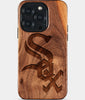 Eco-friendly Chicago White Sox iPhone 15 Pro Case - Carved Wood Custom Chicago White Sox Gift For Him - Monogrammed Personalized iPhone 15 Pro Cover By Engraved In Nature
