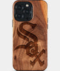 Eco-friendly Chicago White Sox iPhone 15 Pro Max Case - Carved Wood Custom Chicago White Sox Gift For Him - Monogrammed Personalized iPhone 15 Pro Max Cover By Engraved In Nature