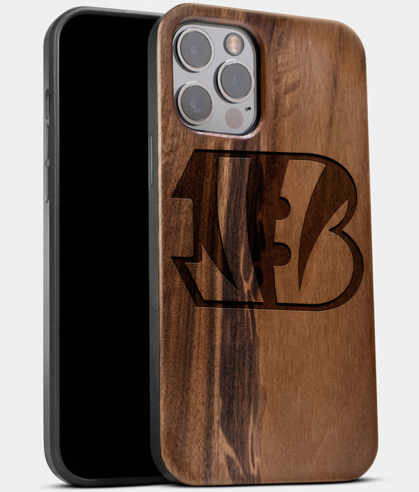 Best Wood Cincinnati Bengals iPhone 13 Pro Max Case | Custom Cincinnati Bengals Gift | Walnut Wood Cover - Engraved In Nature