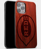Best Wood Cincinnati Reds iPhone 13 Pro Case | Custom Cincinnati Reds Gift | Mahogany Wood Cover - Engraved In Nature