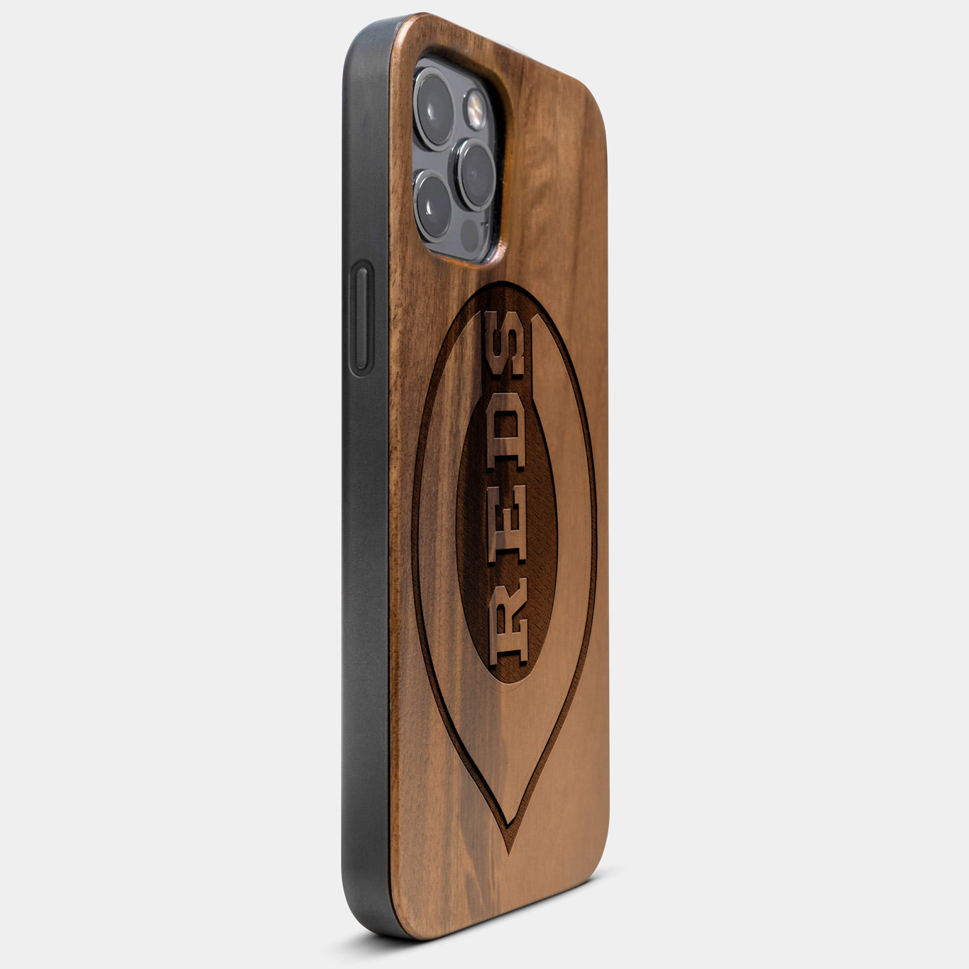 Best Wood Cincinnati Reds iPhone 13 Pro Case | Custom Cincinnati Reds Gift | Walnut Wood Cover - Engraved In Nature