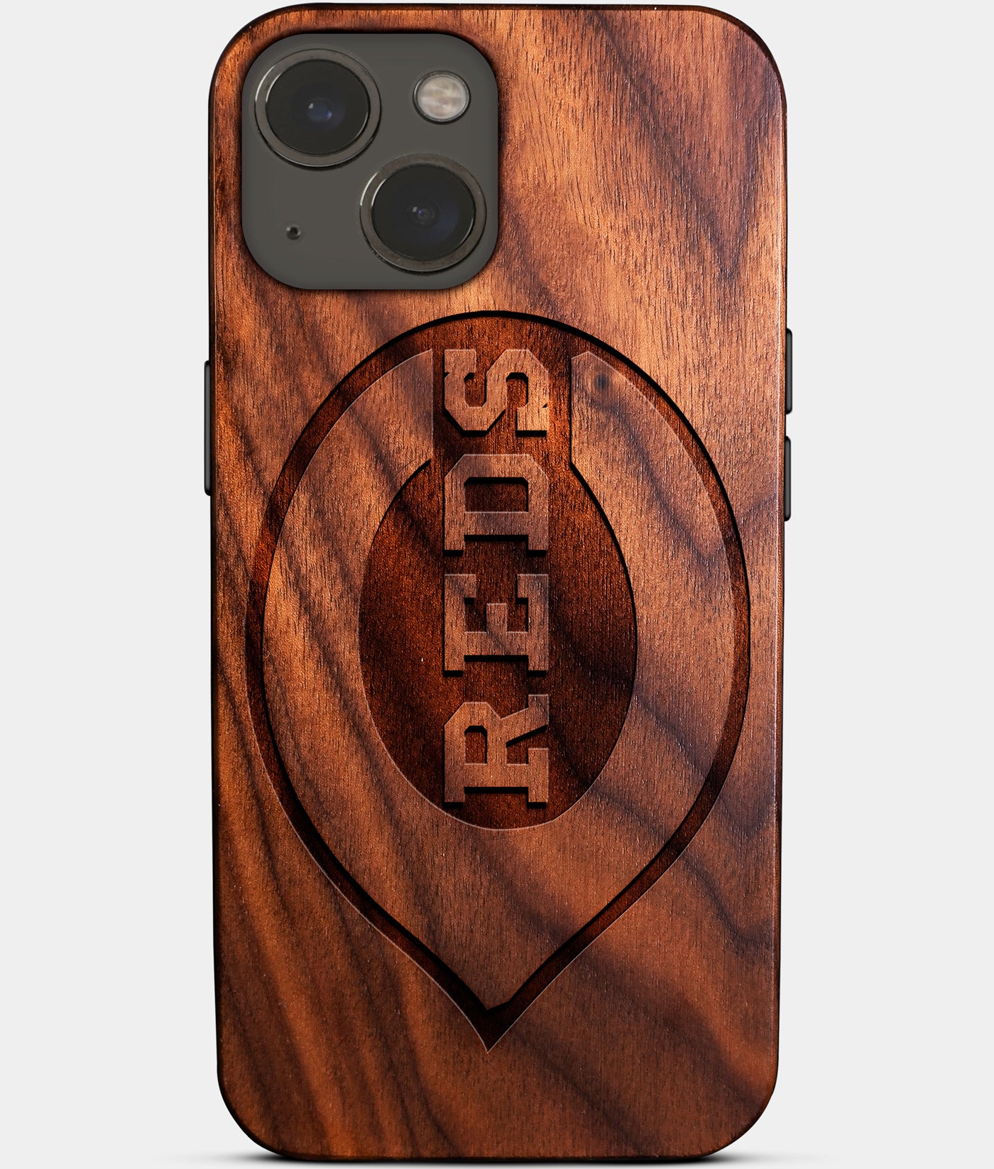 Eco-friendly Cincinnati Reds iPhone 14 Case - Carved Wood Custom Cincinnati Reds Gift For Him - Monogrammed Personalized iPhone 14 Cover By Engraved In Nature
