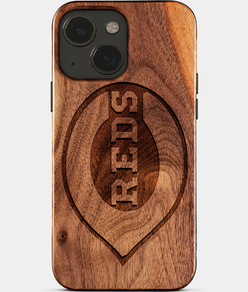 Eco-friendly Cincinnati Reds iPhone 15 Plus Case - Carved Wood Custom Cincinnati Reds Gift For Him - Monogrammed Personalized iPhone 15 Plus Cover By Engraved In Nature