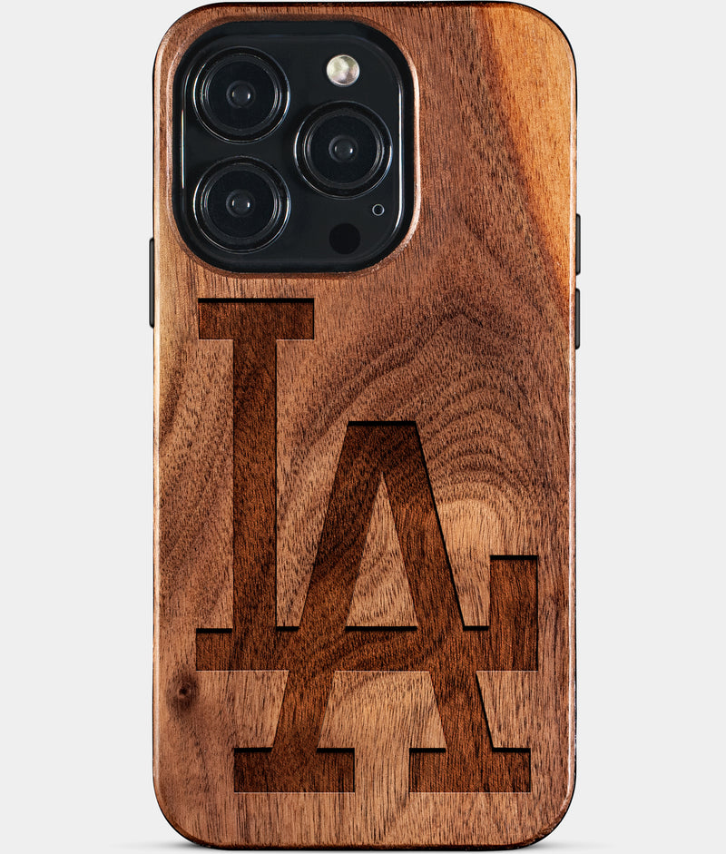 Eco-friendly Classic Los Angeles Dodgers iPhone 15 Pro Case - Carved Wood Custom Los Angeles Dodgers Gift For Him - Monogrammed Personalized iPhone 15 Pro Cover By Engraved In Nature