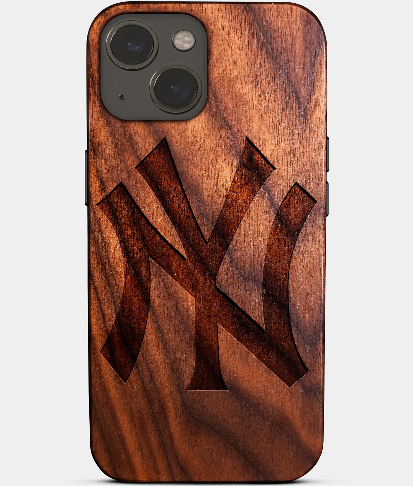 Eco-friendly Classic New York Yankees iPhone 14 Case - Carved Wood Custom New York Yankees Gift For Him - Monogrammed Personalized iPhone 14 Cover By Engraved In Nature