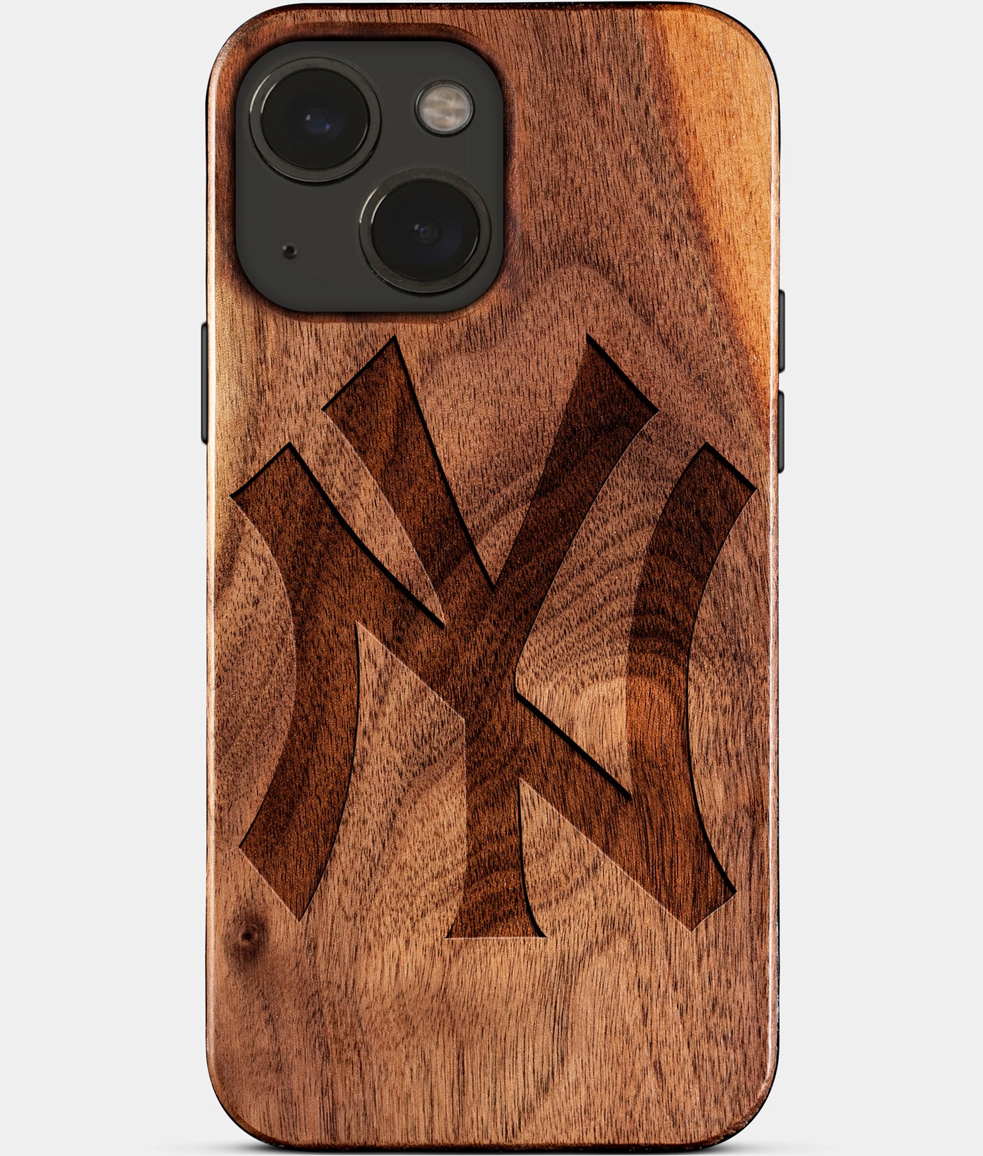 Eco-friendly Classic New York Yankees iPhone 15 Case - Carved Wood Custom New York Yankees Gift For Him - Monogrammed Personalized iPhone 15 Cover By Engraved In Nature