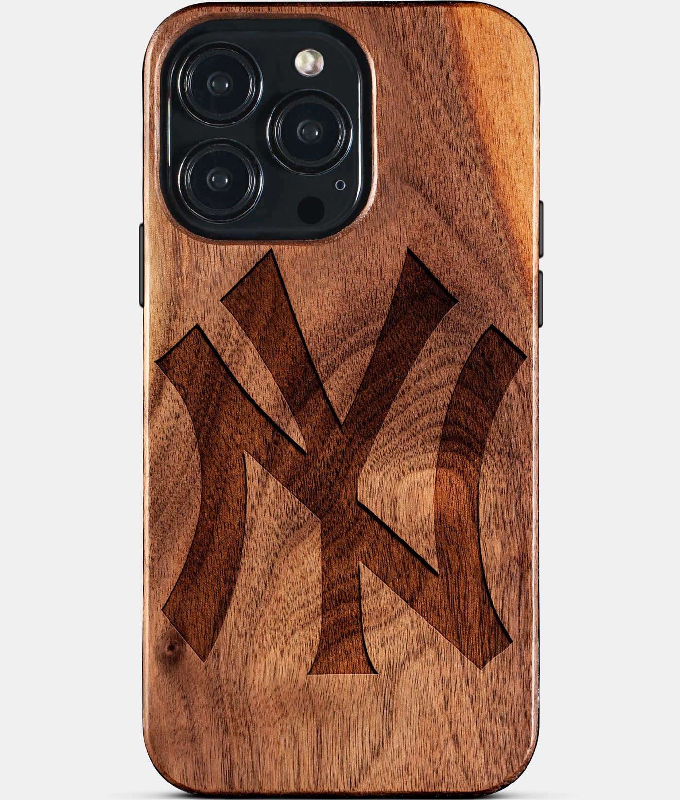 Eco-friendly Classic New York Yankees iPhone 15 Pro Max Case - Carved Wood Custom New York Yankees Gift For Him - Monogrammed Personalized iPhone 15 Pro Max Cover By Engraved In Nature