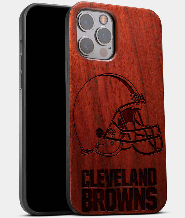 Best Wood Cleveland Browns iPhone 13 Pro Case | Custom Cleveland Browns Gift | Mahogany Wood Cover - Engraved In Nature