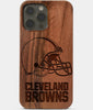 Carved Wood Cleveland Browns iPhone 13 Pro Case | Custom Cleveland Browns Gift, Birthday Gift | Personalized Mahogany Wood Cover, Gifts For Him, Monogrammed Gift For Fan | by Engraved In Nature