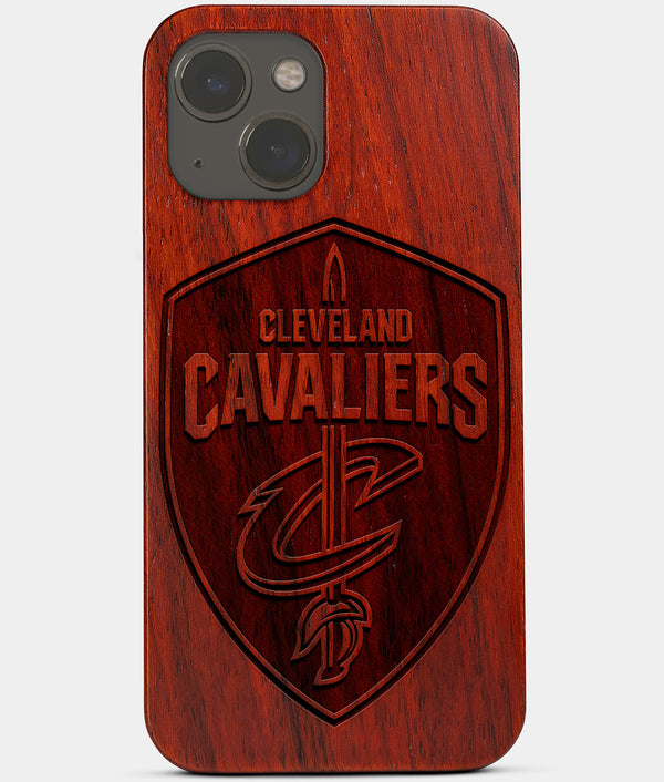 Carved Wood Cleveland Cavaliers iPhone 13 Case | Custom Cleveland Cavaliers Gift, Birthday Gift | Personalized Mahogany Wood Cover, Gifts For Him, Monogrammed Gift For Fan | by Engraved In Nature