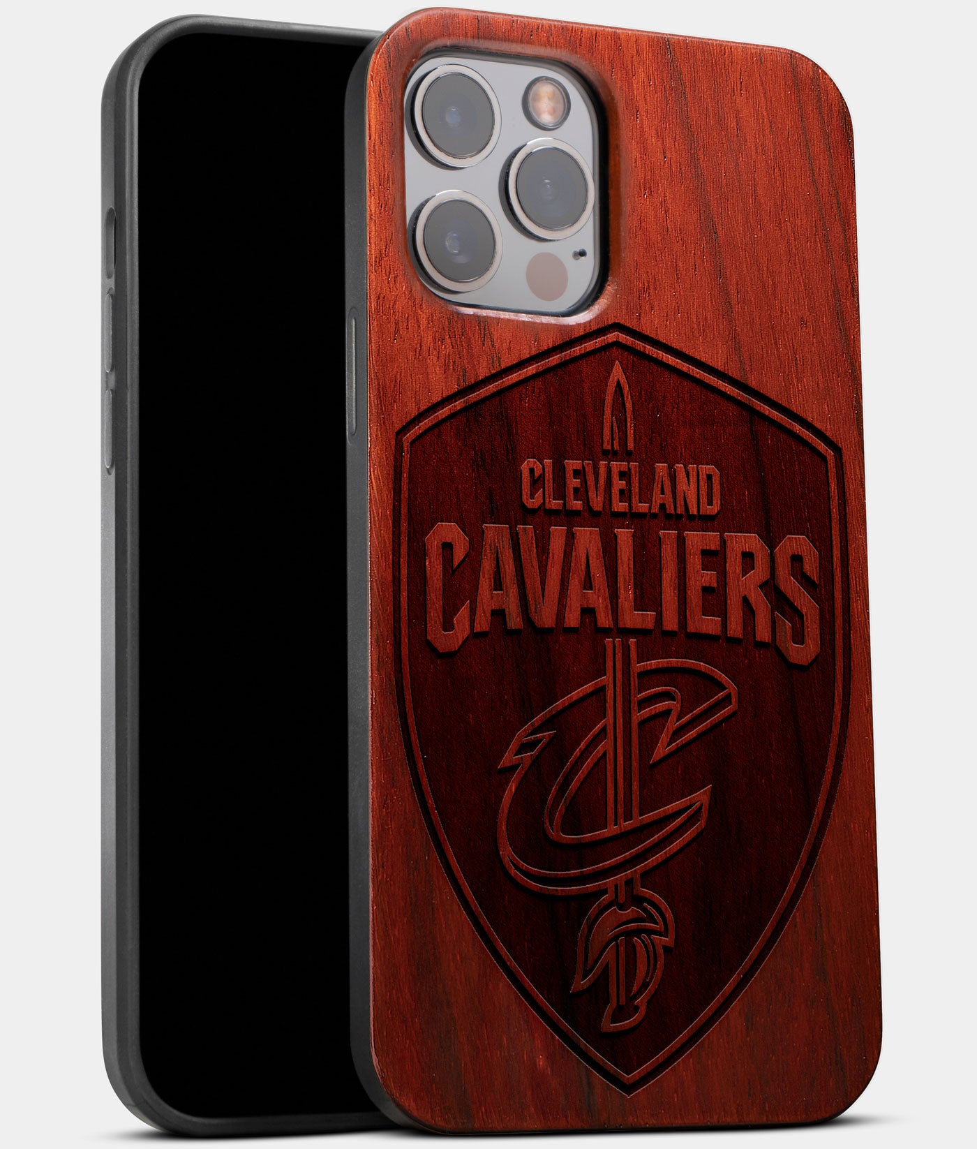 Best Wood Cleveland Cavaliers iPhone 13 Pro Case | Custom Cleveland Cavaliers Gift | Mahogany Wood Cover - Engraved In Nature