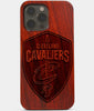 Carved Wood Cleveland Cavaliers iPhone 13 Pro Case | Custom Cleveland Cavaliers Gift, Birthday Gift | Personalized Mahogany Wood Cover, Gifts For Him, Monogrammed Gift For Fan | by Engraved In Nature