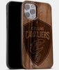 Best Wood Cleveland Cavaliers iPhone 13 Pro Case | Custom Cleveland Cavaliers Gift | Walnut Wood Cover - Engraved In Nature