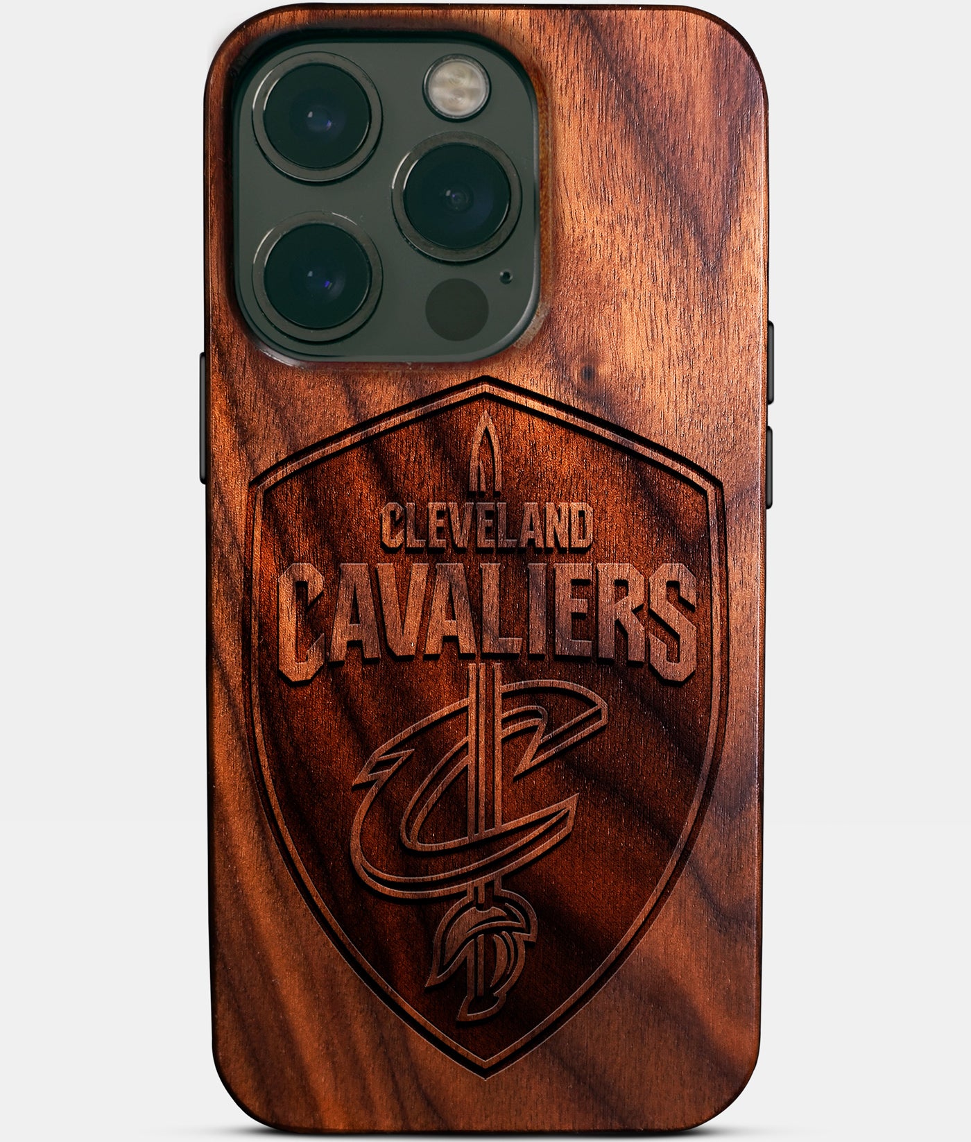 Eco-friendly Cleveland Cavaliers iPhone 14 Pro Case - Carved Wood Custom Cleveland Cavaliers Gift For Him - Monogrammed Personalized iPhone 14 Pro Cover By Engraved In Nature